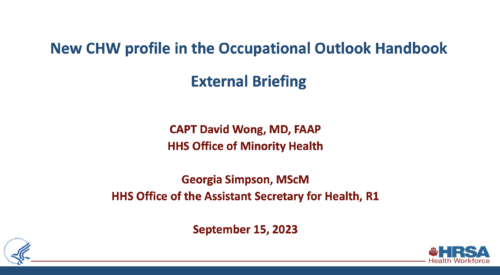 New CHW profile in the Occupational Outlook Handbook